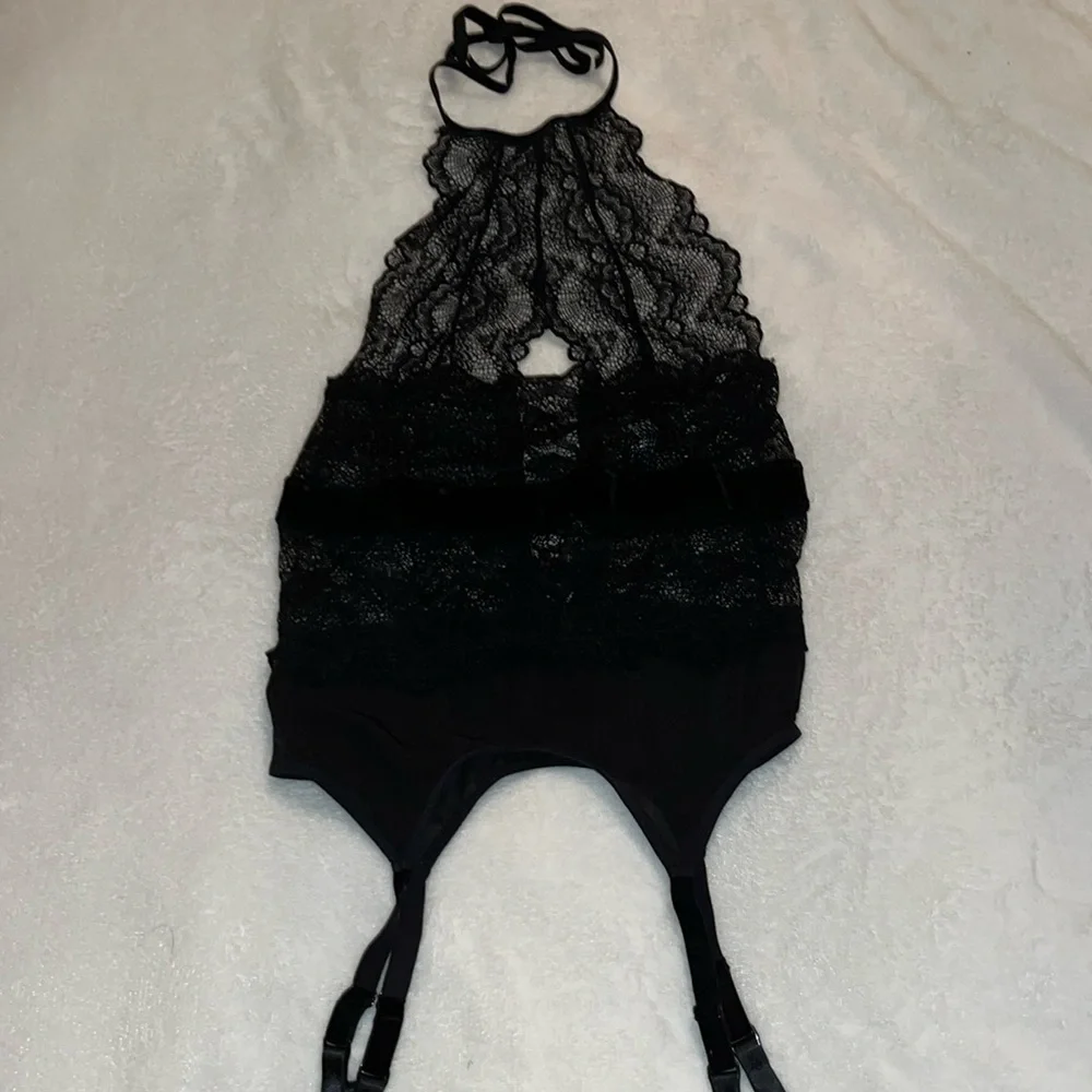 Ann Summers Darrah Black Lace Cami Suspender XS